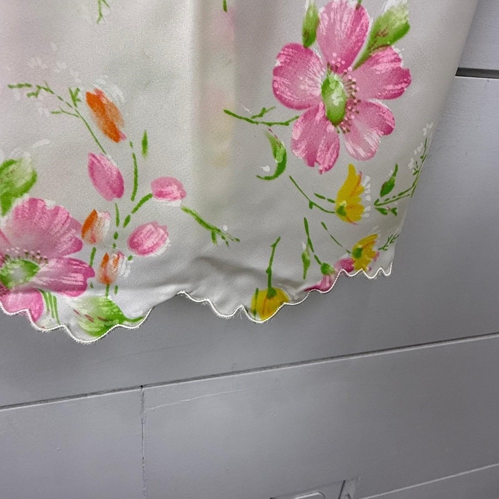 NWT Vintage 1964 Satin de Lys Floral Silk Blend Slip Dress Midi M - Picture 4 of 13